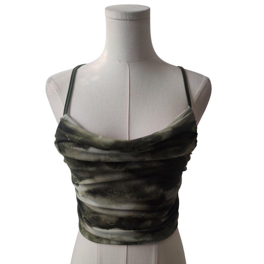 Sheer Green and White Crop Top